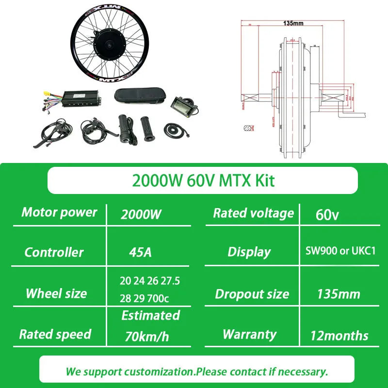 1000W/1500W/2000W/3000W/5000W E Bike Conversion Kit - Ukc1/Sw900