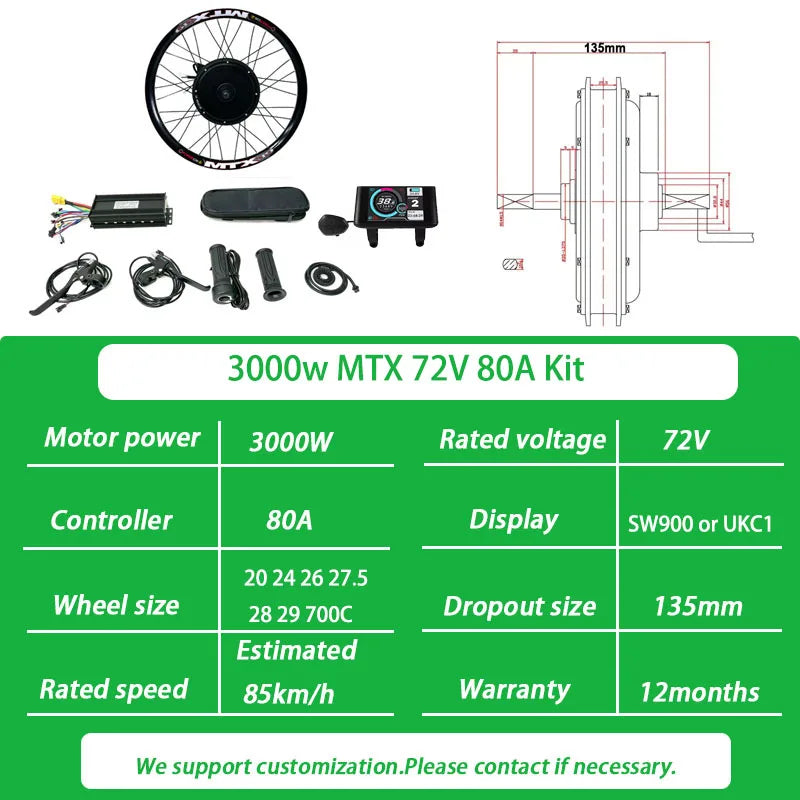 1000W/1500W/2000W/3000W/5000W E Bike Conversion Kit - Ukc1/Sw900