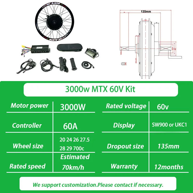 1000W/1500W/2000W/3000W/5000W E Bike Conversion Kit - Ukc1/Sw900