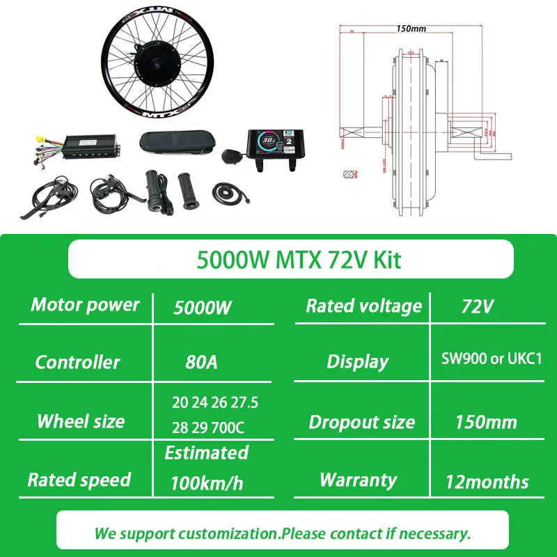 1000W/1500W/2000W/3000W/5000W E Bike Conversion Kit - Ukc1/Sw900