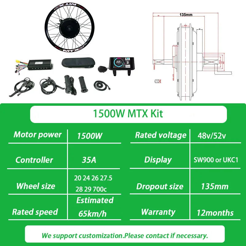1000W/1500W/2000W/3000W/5000W E Bike Conversion Kit - Ukc1/Sw900