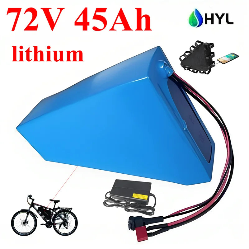 72V 45Ah Lithium Ion Triangle Battery + 10A Charger
